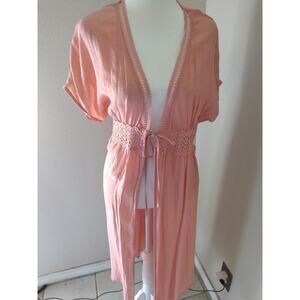 Love Tree Midi Duster Topper Coral Sz L Beach Boho Fairy